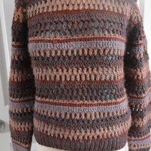 Hand Knitted Brown Loose Weave Sweater